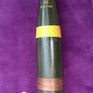 4.5" in Naval High Explosive projectile-2" inch 14 Teeth Per Inch thread Fuze fitting.