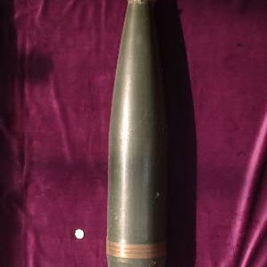 Shrink wrapped 155 mm Field Howitzer 70 (FH70) High Explosive projectile shrink wrapped for "pr