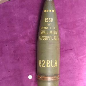 155 MM High Explosive Shell wartime dated.