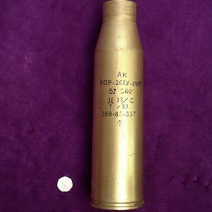 57MM  Brass case for S-60 Anti-Aircraft gun system.