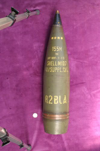 155 MM High Explosive Shell wartime dated.