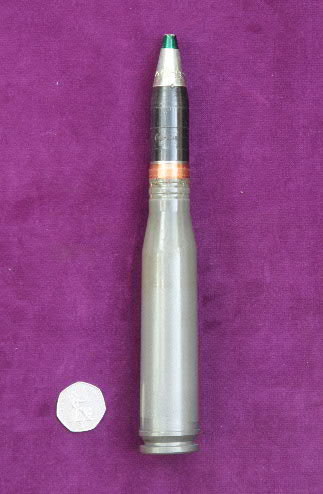 23 MM High explosive Incendiary Tracer round for the "ZU" Gun system.