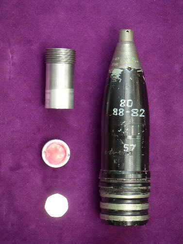 57 MM S-60 High Explosive Incendiary Tracer Projectile (shown with Tracer dissasembled).