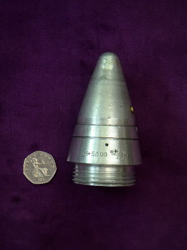 Bofors Mechanical Time Fuze (Number unknown)
52mm x 3.5 mm Pitch thread (fits Bofors 15.2 cm HE She