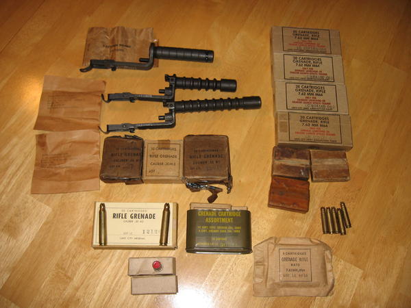 M7, M7A2, M7A3 Launchers, grenade cartridges, booster cartridges spair launcher springs M6 .30 carbi
