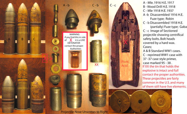 Mle1916&18 HE
( These are fairly common in the U.S., many have never been taken apart. The thre