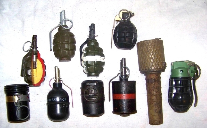 Various grenades from the big block in the East.